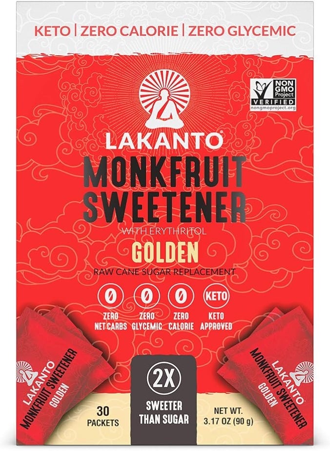 LAKANTO Monk Fruit Sweetener with Erythritol Golden 30 Sachets - Image 1